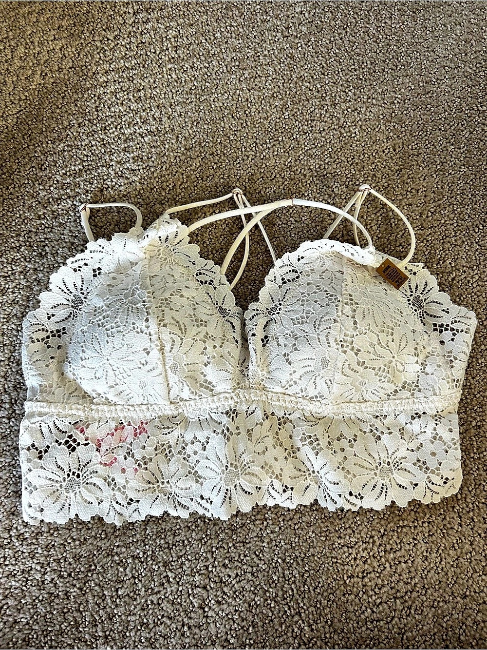 Victoria's Secret PINK Strappy Lace Bralette White 32C NWT